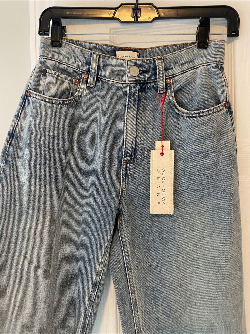 Alice + Olivia Vintage Blue High-Rise Wide Leg Jeans - Picture 2 of 6